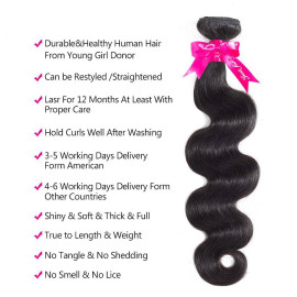 GrandeBeaute Beautiful Brazilian Body Wave Hair 8-28 inch Human Hair 3 Bundles Brazilian Hair Weave Bundles Non-remy Hair