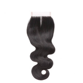GrandeBeaute Beautiful Brazilian Body Wave Lace Closure Middle Part 4X4 Natural Color Non-remy Hair Closure 100% Human Hair