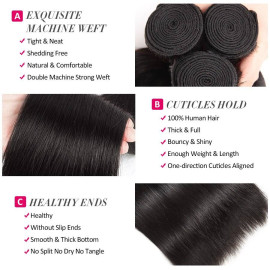 GrandeBeaute Beautiful Peruvian Straight Hair Bundles Double Weft 1/3/4 Pieces Human Hair Bundles 8-30 inch Remy hair