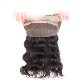 GrandeBeaute Beautiful Hair Pre Plucked 360 Lace Frontal Body Wave Brazilian Human Hair Frontal Closure With Baby Hair Non-remy
