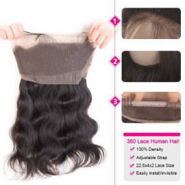 GrandeBeaute Beautiful Hair Pre Plucked 360 Lace Frontal Body Wave Brazilian Human Hair Frontal Closure With Baby Hair Non-remy