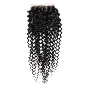 GrandeBeaute Beautiful Hair Brazilian Kinky Curly Lace Closure Free Part Non-Remy Hair Closure 4*4 8 To 20 Inch Lace Human Hair