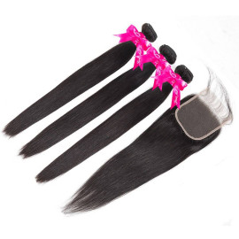GrandeBeaute Peruvian Straight Hair 3 Bundles With Lace Closure Double Weft Remy Human Hair Bundles With Lace Closure GrandeBeaute Peruvian Straight Hair 3 Bundles With Lace Closure Double Weft Remy Human Hair Bundles With Lace Closure