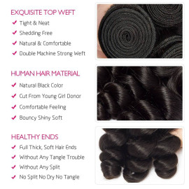 GrandeBeaute Beautiful Hair Loose Wave Bundles Natural Color Brazilian Hair Weave Bundles Remy Human Hair Extension GrandeBeaute Beautiful Hair Loose Wave Bundles Natural Color Brazilian Hair Weave Bundles Remy Human Hair Extension