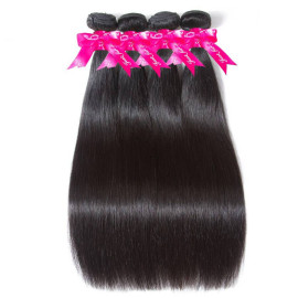 GrandeBeaute Beautiful Peruvian Straight Hair 4 Bundles With Closure Double Weft Human Hair Bundles With Closure Non Remy