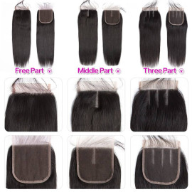 GrandeBeaute Beautiful Peruvian Straight Hair 4 Bundles With Closure Double Weft Human Hair Bundles With Closure Non Remy