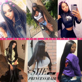 GrandeBeaute Beautiful Peruvian Straight Hair 4 Bundles With Closure Double Weft Human Hair Bundles With Closure Non Remy