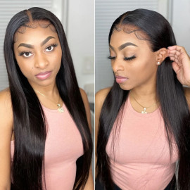 GrandeBeaute Hair Lace Frontal Human Hair Wigs For Black Women Remy Brazilian Straight Lace Front Wig Pre plucked With Baby Hair