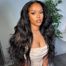 GrandeBeaute 360 Lace Frontal Wig Brazilian Body Wave with Baby Hair Lace Front Human Hair Wigs Pre-Plucked Remy Beautiful Hair