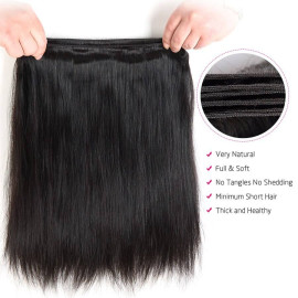 GrandeBeaute BeautifulHair Straight Human Hair 3 Bundles With 5x5 Closure Brazilian Hair Weave Bundles Natural Color Remy Hair