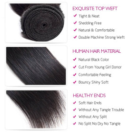 GrandeBeaute BeautifulHair Straight Human Hair 3 Bundles With 5x5 Closure Brazilian Hair Weave Bundles Natural Color Remy Hair