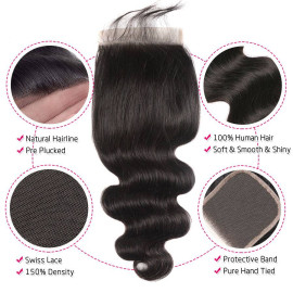 GrandeBeaute Hair Body Wave Bundles With Lace Closure 5x5 Closure With Bundles Remy Brazilian Human Hair 3 Bundles With Closure