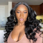 GrandeBeaute Beautiful Body Wave Silk Base Lace Front Human Hair Wigs Pre Plucked Brazilian Remy Hair 13x4 Silk Top Lace Front Wigs