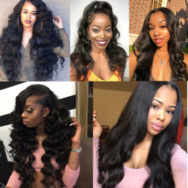 GrandeBeaute Beautiful Body Wave Silk Base Lace Front Human Hair Wigs Pre Plucked Brazilian Remy Hair 13x4 Silk Top Lace Front Wigs