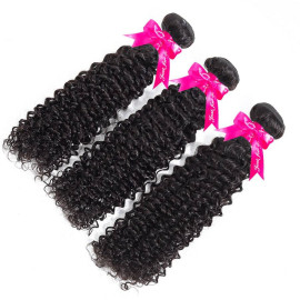 GrandeBeaute Beautiful Brazilian Curly Hair Bundles 100% Human Hair Weave Bundles Natural Color Remy Hair Extensions