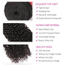 GrandeBeaute Beautiful Brazilian Curly Hair Bundles 100% Human Hair Weave Bundles Natural Color Remy Hair Extensions