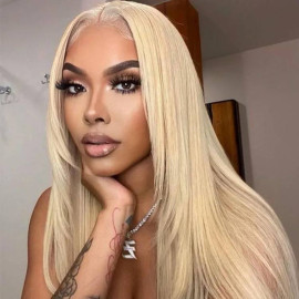 613 Lace Frontal Wig HD Transparent Blonde Lace Front Wig Human Hair Pre Plucked Brazilian Straight Human Hair Wigs