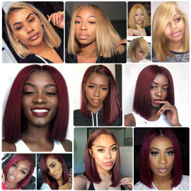 GrandeBeaute Beautiful 1b/99j Short Bob Lace Front Wigs 13x4 Human Hair Lace Frontal Wig Brazilian Remy Hair Bob Wig GrandeBeaute Beautiful 1b/99j Short Bob Lace Front Wigs 13x4 Human Hair Lace Frontal Wig Brazilian Remy Hair Bob Wig