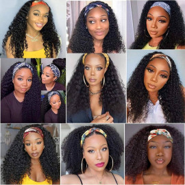 GrandeBeaute HeadBand Wig Human Hair 150% Density Brazilian Body Wave Human Hair Wigs Remy Full Machine Made Wig For Black Women