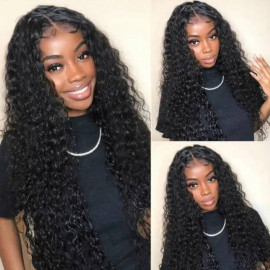 GrandeBeaute HD Transparent Brazilian Water Wave Wig 13x4 Lace Front Human Hair Wigs 4x4 Lace Closure Wig PrePlucked With Baby Hair