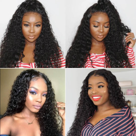 GrandeBeaute Deep Wave Lace Front Human Hair Wigs Pre Plucked 4x4 Lace Closure Wig For Women Brazilian Deep Wave Human Hair Wigs