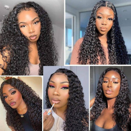 GrandeBeaute Deep Wave Lace Front Human Hair Wigs Pre Plucked 4x4 Lace Closure Wig For Women Brazilian Deep Wave Human Hair Wigs