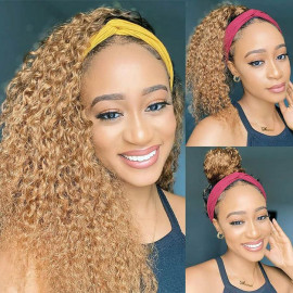 GrandeBeaute Water Wave Headband Wigs Human Hair For Black Women #27 Glueless Brazilian Water Wave HeadBand Wigs Human Hair Wigs