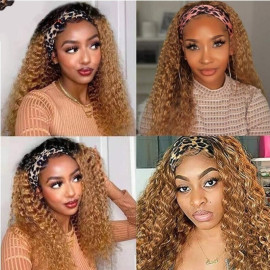 GrandeBeaute Water Wave Headband Wigs Human Hair For Black Women #27 Glueless Brazilian Water Wave HeadBand Wigs Human Hair Wigs