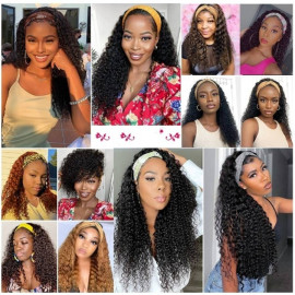 GrandeBeaute Water Wave Headband Wigs Human Hair For Black Women #27 Glueless Brazilian Water Wave HeadBand Wigs Human Hair Wigs