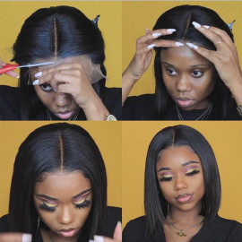 GrandeBeaute Straight Bob Human Hair Wigs 4x4 Lace Closure Bob Wigs Straight Short Bob Wig Brazilian Lace front Human Hair wigs