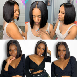 GrandeBeaute Straight Bob Human Hair Wigs 4x4 Lace Closure Bob Wigs Straight Short Bob Wig Brazilian Lace front Human Hair wigs