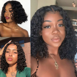GrandeBeaute Hair Short Bob Curly Human Hair Wig For Women Brazilian Curly Lace front Human Hair Wigs 4x4 Lace Closure Bob Wig