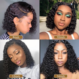 GrandeBeaute Hair Short Bob Curly Human Hair Wig For Women Brazilian Curly Lace front Human Hair Wigs 4x4 Lace Closure Bob Wig