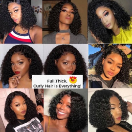 GrandeBeaute Hair Short Bob Curly Human Hair Wig For Women Brazilian Curly Lace front Human Hair Wigs 4x4 Lace Closure Bob Wig