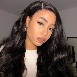 GrandeBeaute 13x4 HD Transparent Lace Front Human Hair Wigs for Women Pre Plucked Hairline Brazilian Body Wave Lace Front Wigs with Baby Hair