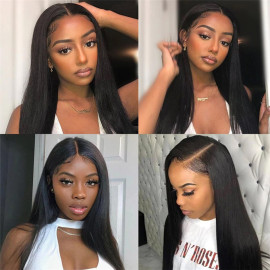 GrandeBeaute Hair HD Lace Frontal Wig Straight 13x4 Transparent Lace Front Human Hair Wigs PrePlucked Bone Straight Human Hair Wigs