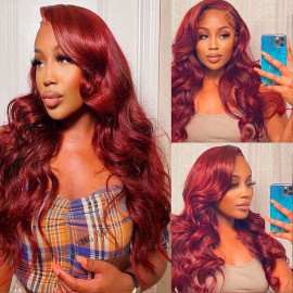 GrandeBeaute 99J Burgundy Brazilian Body Wave Lace Front Wigs For Women 13x4 Lace Frontal Human Hair Wig Pre Plucked GrandeBeaute 99J Burgundy Brazilian Body Wave Lace Front Wigs For Women 13x4 Lace Frontal Human Hair Wig Pre Plucked
