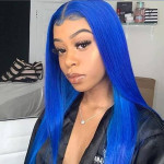 GrandeBeaute Blue Colored Lace Front Wig Human Hair Wigs For Black Women Brazilian Straight Lace Frontal Wig HD Transparent Wigs GrandeBeaute Blue Colored Lace Front Wig Human Hair Wigs For Black Women Brazilian Straight Lace Frontal Wig HD Transparent Wigs